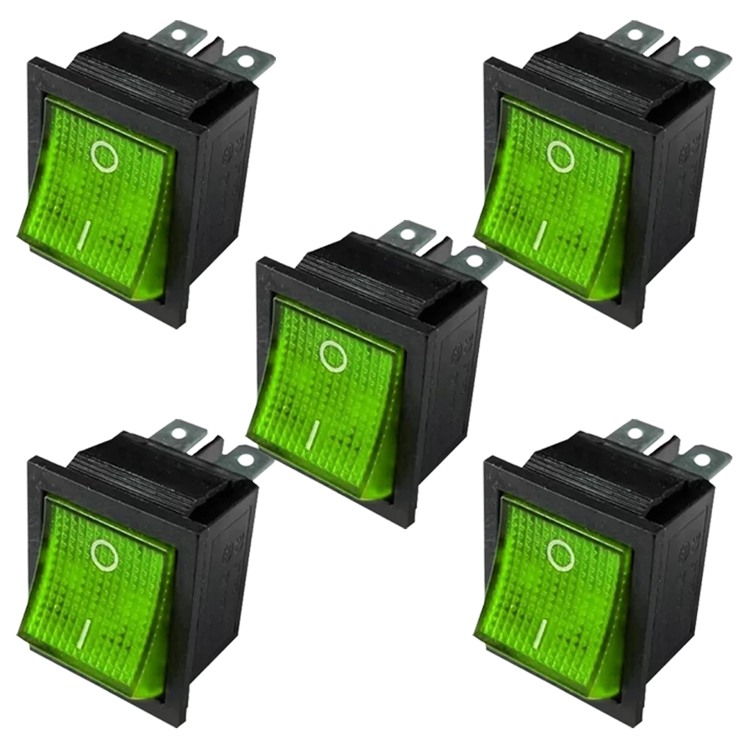 Kit 05 Chave Gangorra 16a 4polos On-off Verde