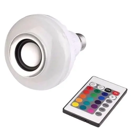 Lâmpada Led Musical Rgb Bluetooth Controle Remoto 8 Cores
