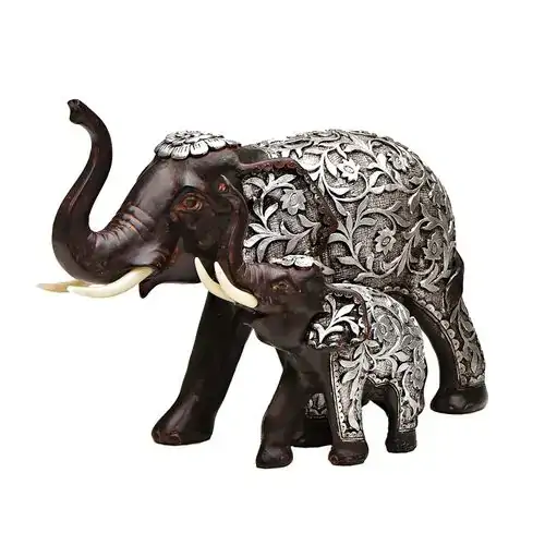 Escultura Rojemac 23x13,5cm Elefante Mae/bebe