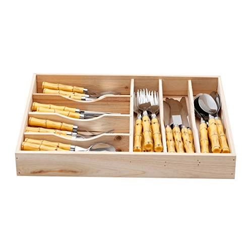 Jg.cutelaria Rojemac 42 Pcs Cabo Plastico Bamboo