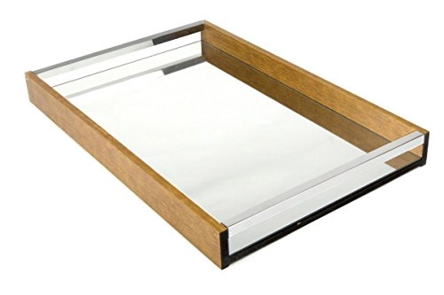 Woodart Wooden Mirror Serving Tray W/ Handles, Decorative Tray, Serving Platter For Tea Coffee Wine,