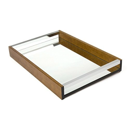 Bandeja com Espelho Imbuia 23x15x4,5