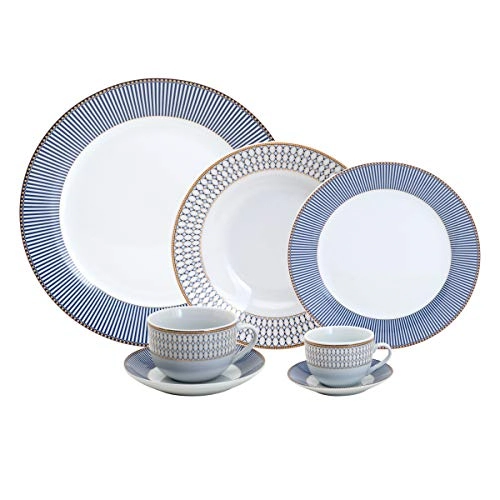 Jg.jantar Rojemac 42 Pcs Porcelana Geometrico Azul