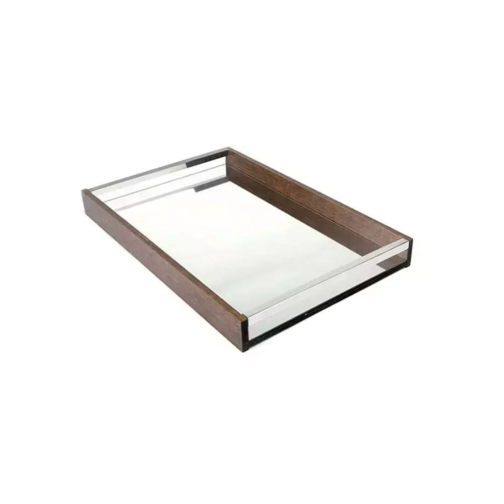 Bandeja Natural Retangular com Espelho - 35cm