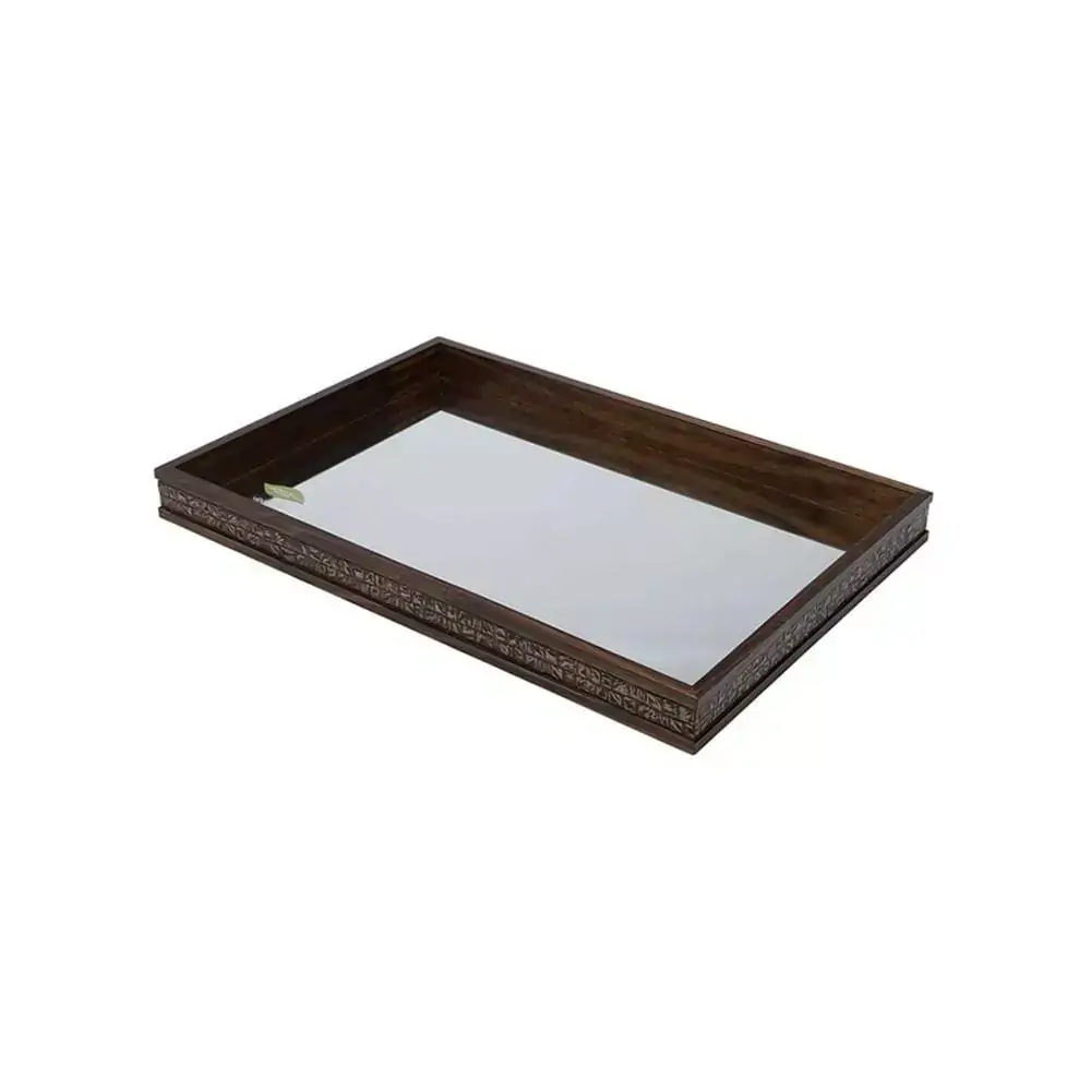 Bandeja Coquinho com Espelho Marrom - 37cm