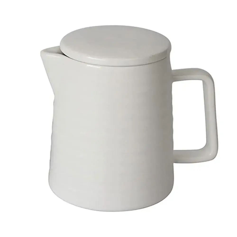 Bule com Suporta para Filtro e Tampa em Cerâmica Branco - 600ml