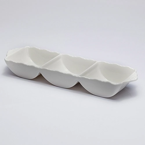 Petisqueira Com Divisória Wolff Alto Relevo 25100 Em Porcelana 33 Cm
