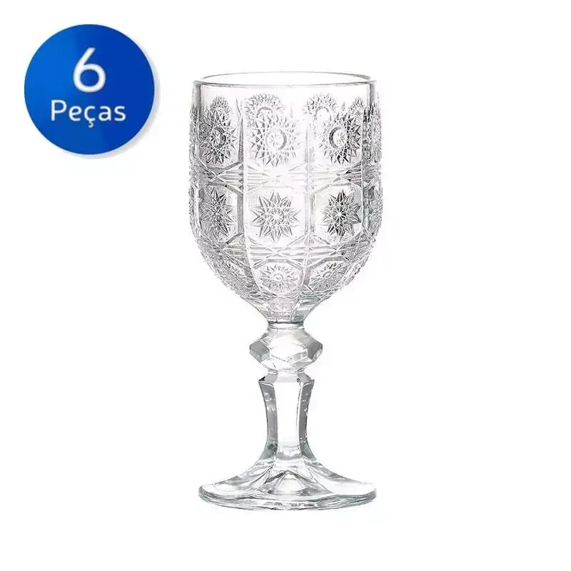 Conjunto 6 Taças de Vidro para Vinho 210ml Starry - Bon Gourmet - Transparente - Transparente.