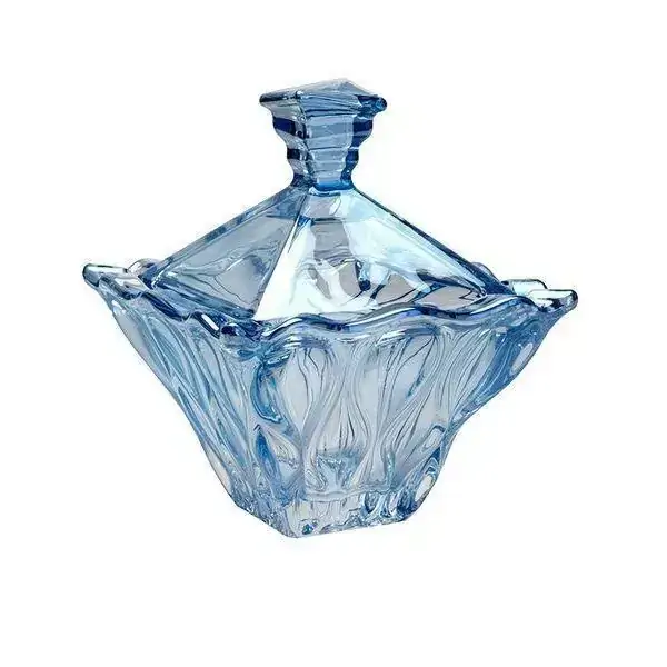 Bomboniere de Cristal com Tampa Safir AZUL WOLFF 26050