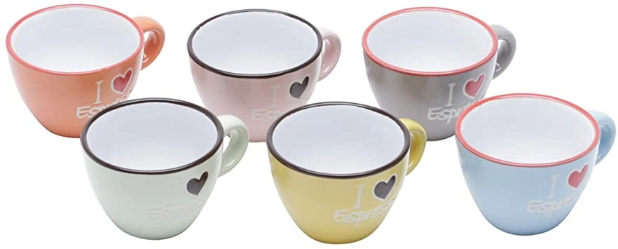 Cj 6 Xicaras Bon Gourmet Ceramica P/cafe I Love 8