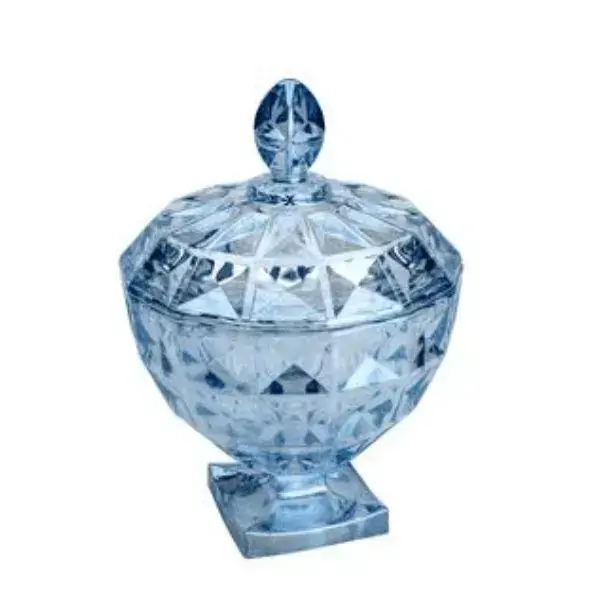 Bomboniere de Cristal com PE e Tampa Diamant AZUL 24CM WOLFF 26650
