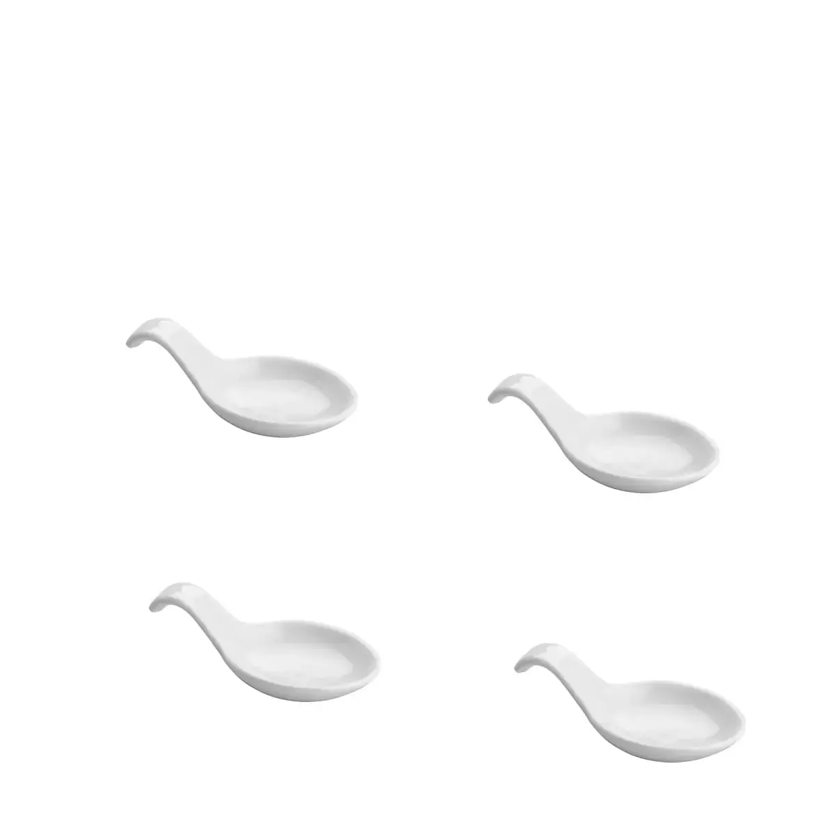 Jogo De 4 Quatro Colheres Finger Food Porcelana Branca