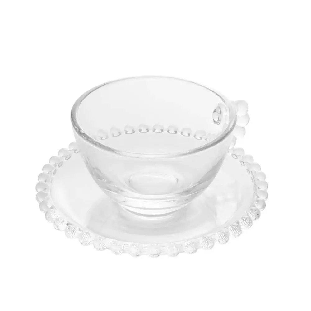 Conjunto 4 Xícaras Cristal para chá c/ pires Pearl 200ml