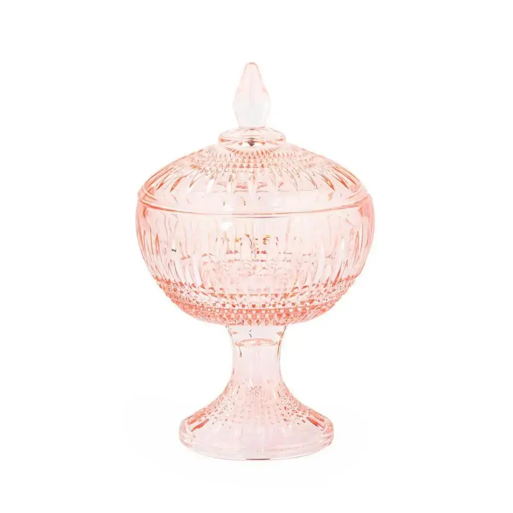 Potiche Decorativa Cristal De Chumbo C/pe Queen Rosa 14x22cm