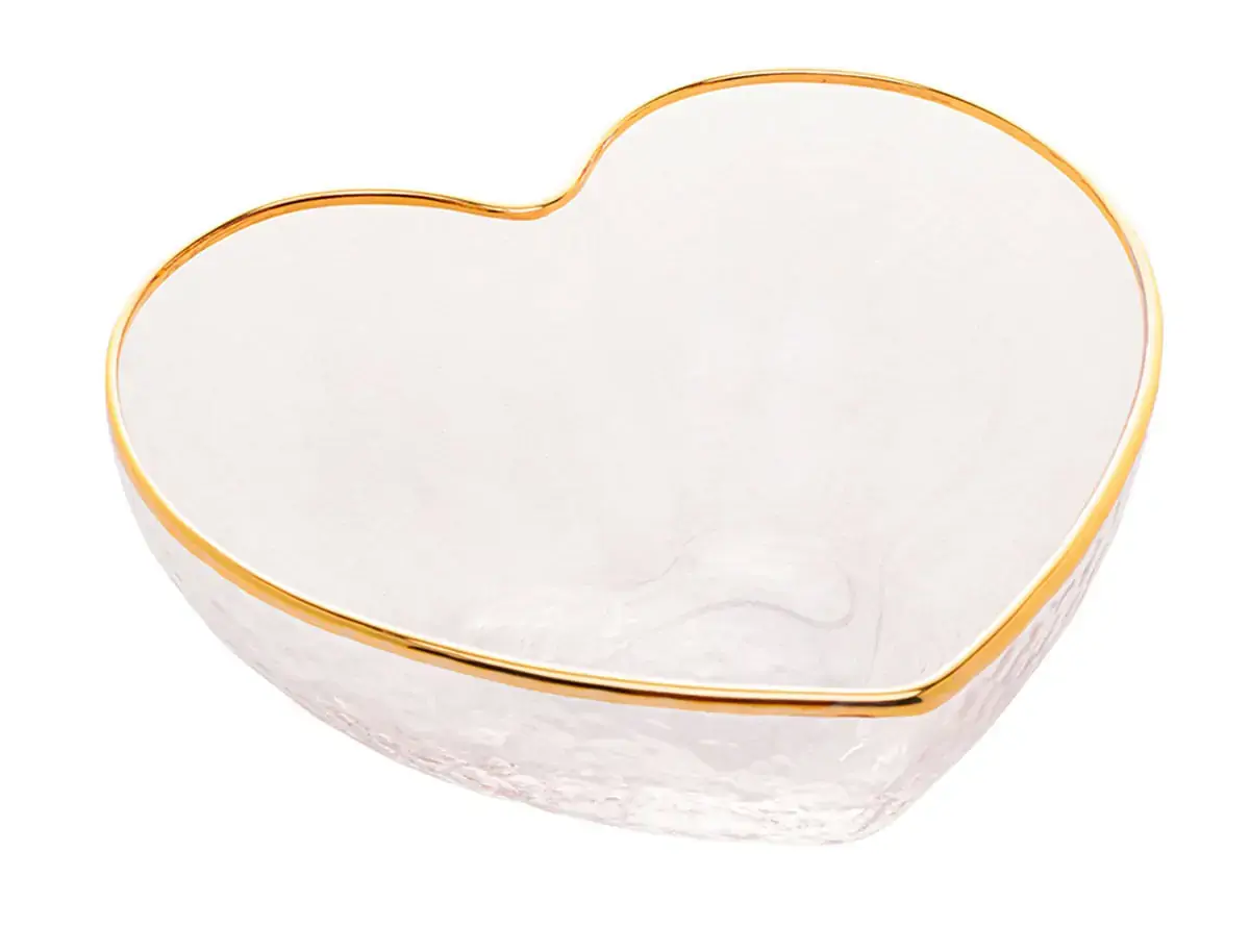 Bowl Borda Dourada Heart 15x14x6cm