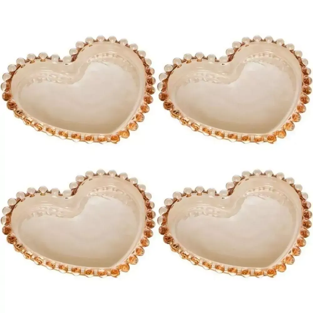 Conjunto de 4 Pratos Wolff Cristal Pearl 12cm Âmbar Rojemac
