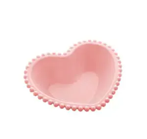 Saladeira Porcelana Coracao Beads Rose 21x18x6cm