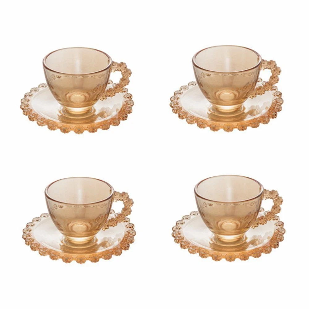 Cj 4 Xicaras Cafe Wolff C/pires Daisy Ambar 80ml