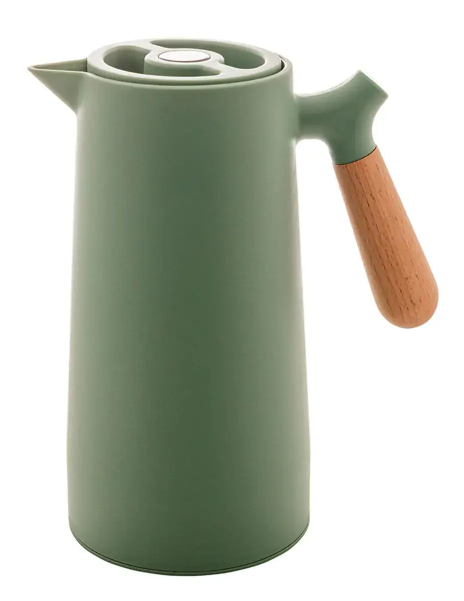 Garrafa Termica Plastico C Cabo Madeira Nordica Verde 1l Rojemac