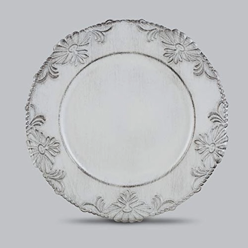 Cj.6 Sousplat Rojemac 33cm Branco Diam Flowers Pla