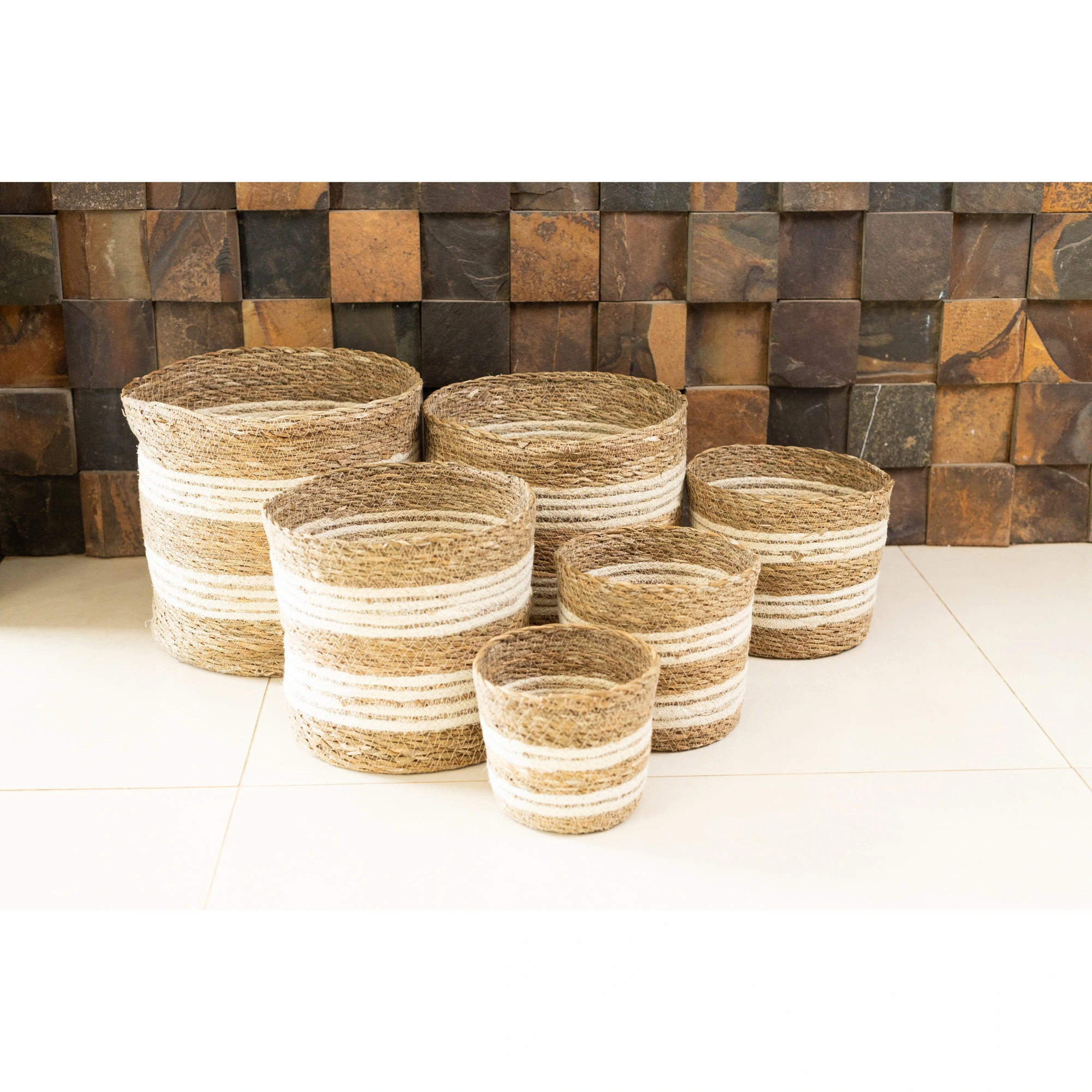 Cachepo Fibra Natural Bicolor Forro Gd 61658gd