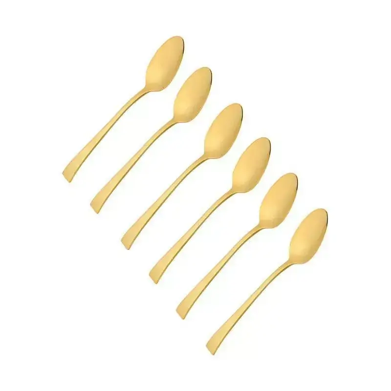 CJ 6 COLHERES AÇO INOX P/CHÁ BERNA DOURADO