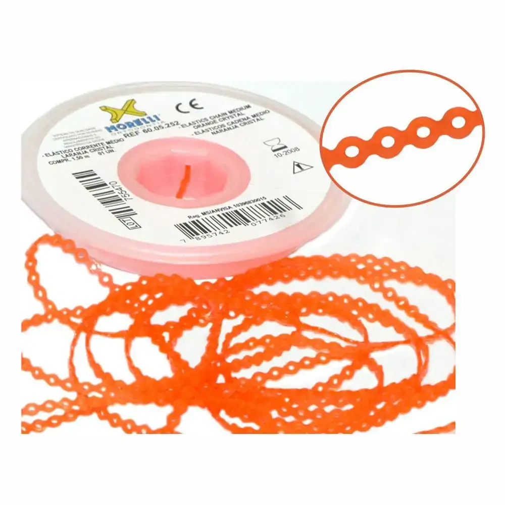 60.05.252 Elástico Corrente Médio Laranja Cristal - Morelli - 60.05.252 Elástico Corrente Médio Lara