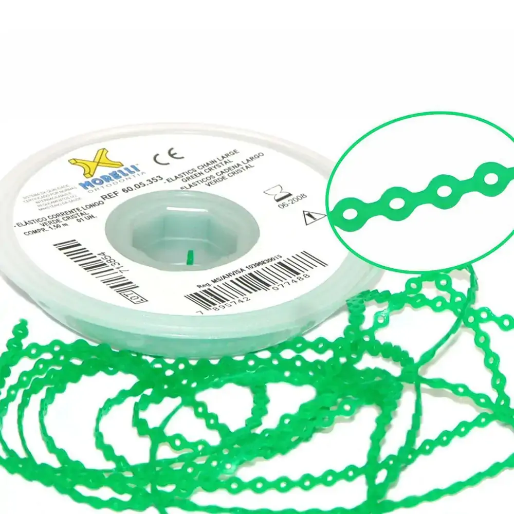 60.05.353 Elástico Corrente Longo Verde Cristal 1,5m - Morelli