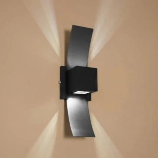 Arandela Alumínio 2 Focos Aba Box Parede Muro Interno/externo Bl09 Preto