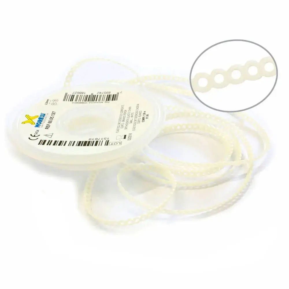 60.05.127 Elástico Corrente Curto Branco Renda 1,5m - Morelli