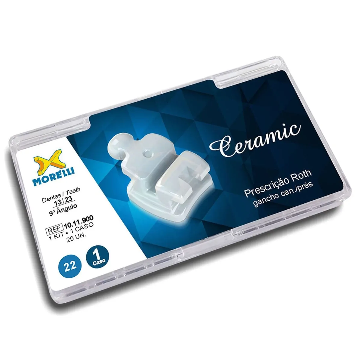 1011900 Kit De Bráquetes Com 01 Caso Prescrição Roth Ceramic 022 Gancho Can Pres - Morelli