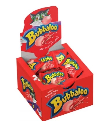 Chiclete Morango Bubbaloo Caixa 300g 60 Unidades