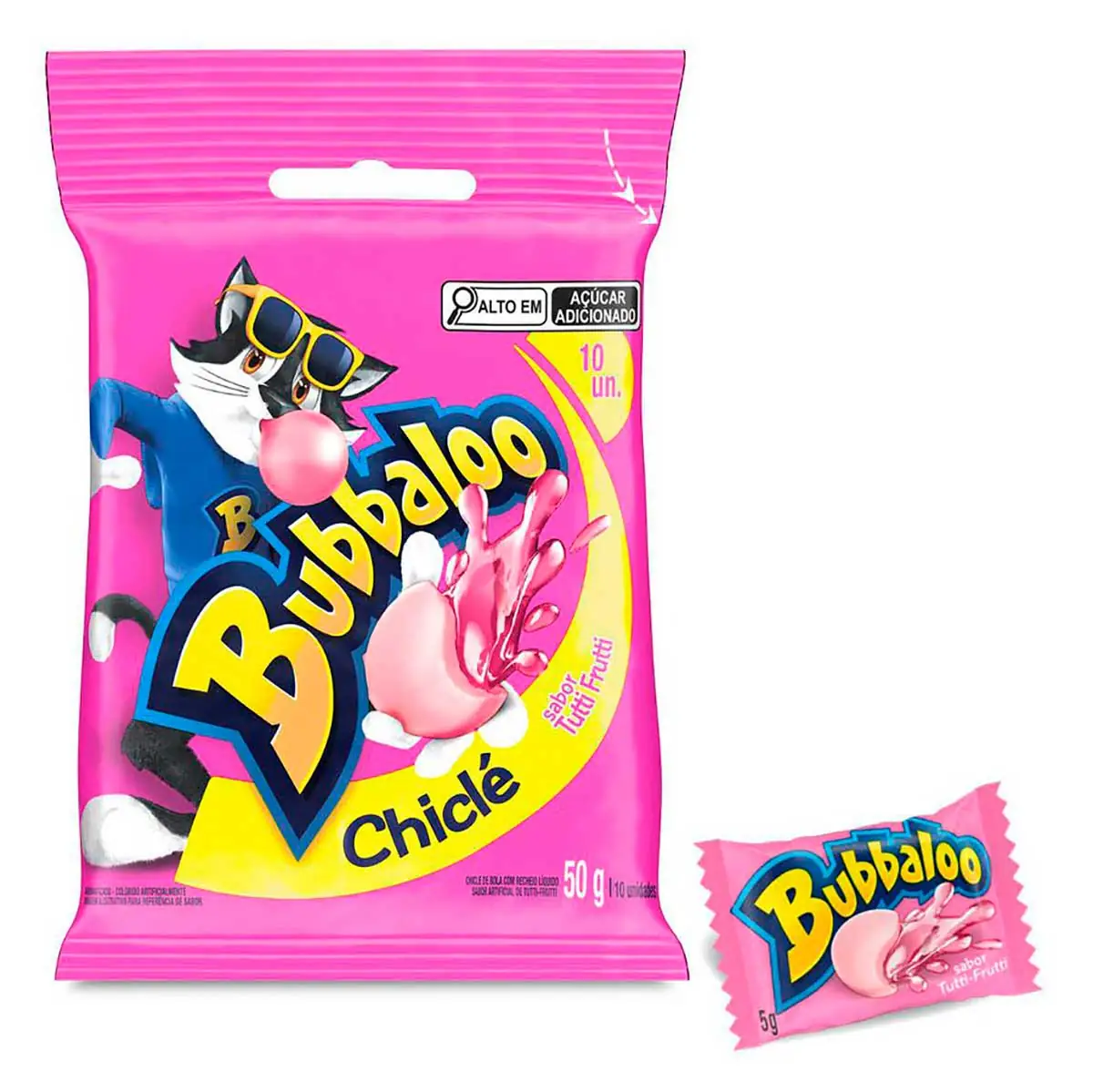 Chiclete Bubbaloo Tutti-Frutti 5g - Pacote com 10 unidades