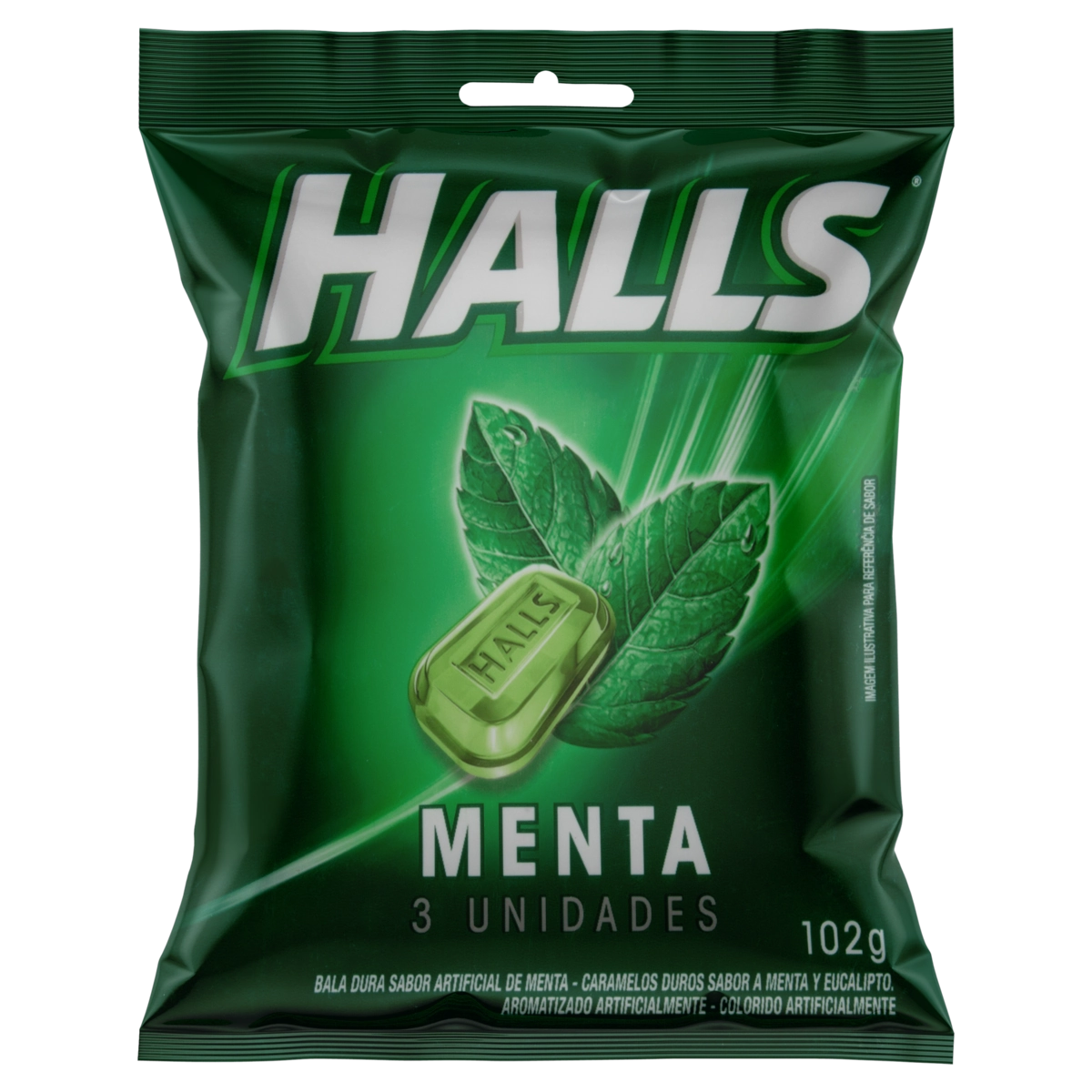 Bala Menta Halls Pacote 102g 3 Unidades