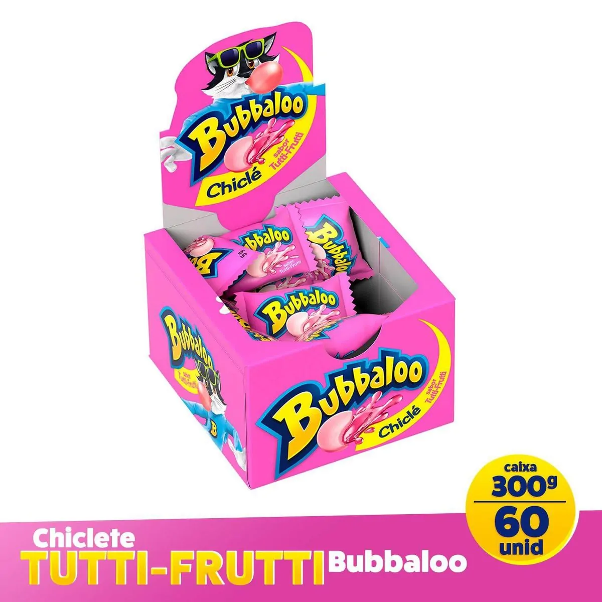 Chiclete Tutti Frutti Bubbaloo Caixa 300g 60 Unidades