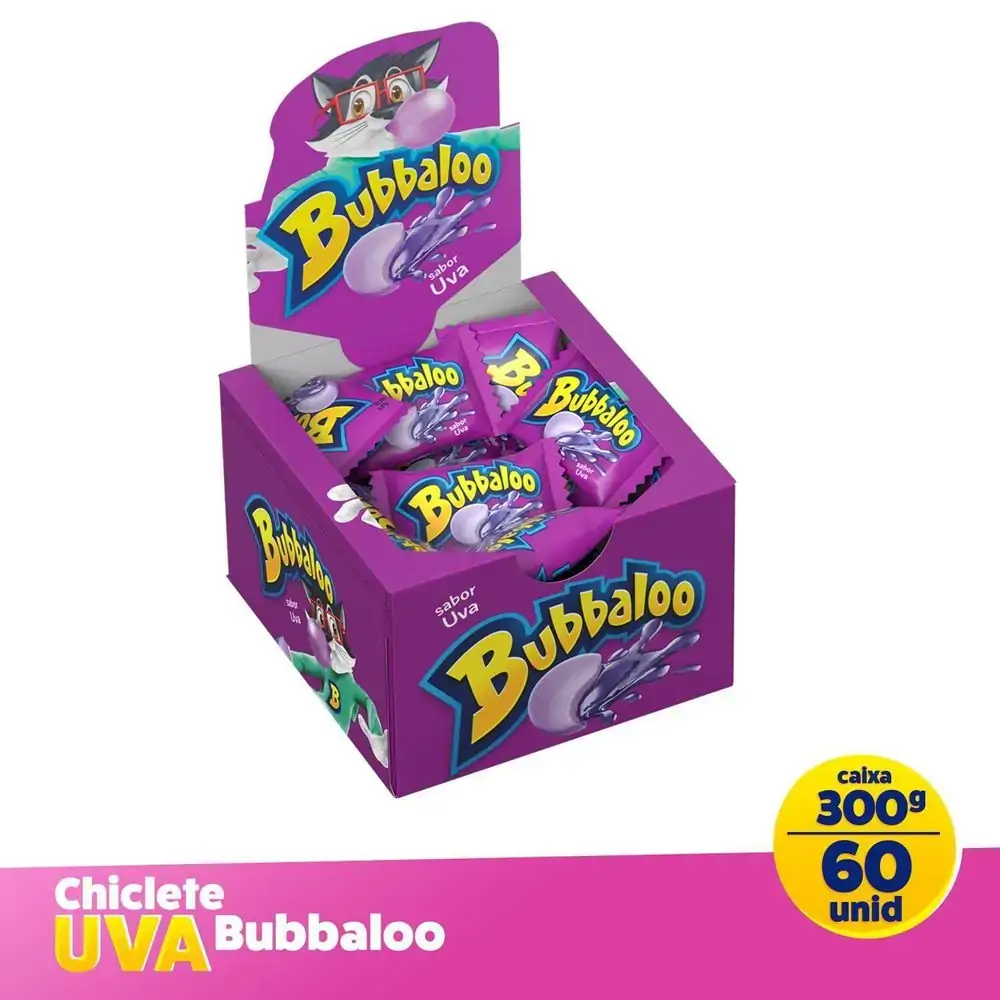 Chiclete Uva Bubbaloo Caixa 300g 60 Unidades