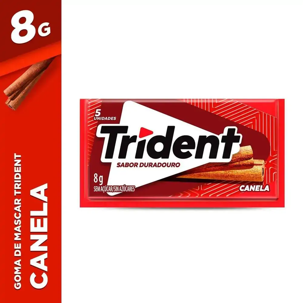 Goma de Mascar Canela Zero Açúcar Trident Envelope 8g 5 Unidades