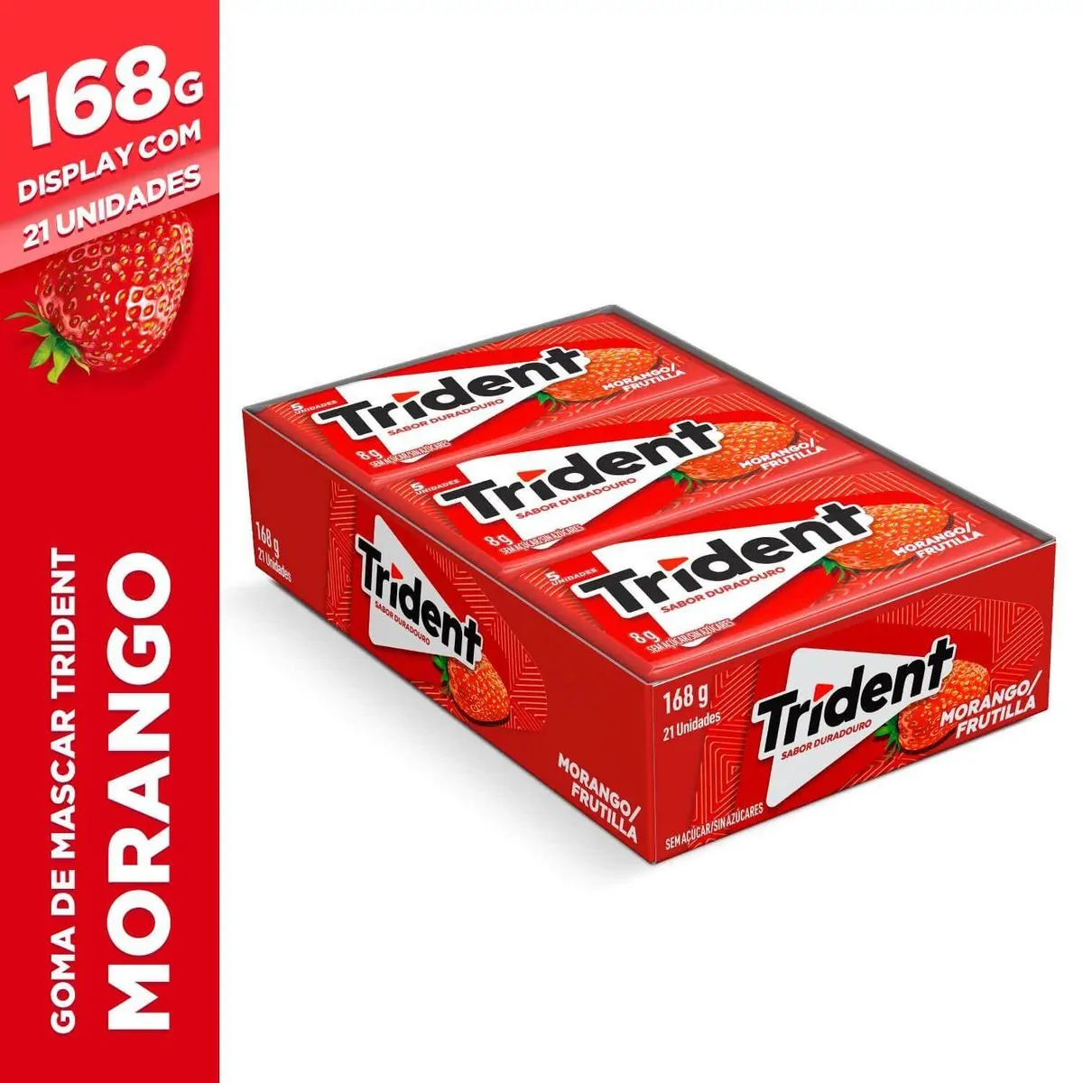 Goma De Mascar Morango Zero Açúcar Trident Envelope 8g 5 Unidades