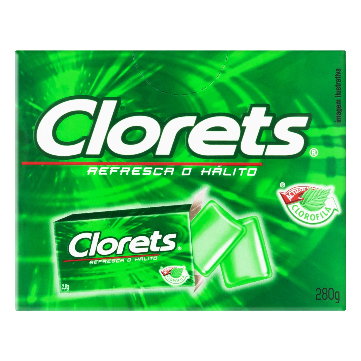 Goma De Mascar Hortelã Clorets Caixa 280g 100 Unidades