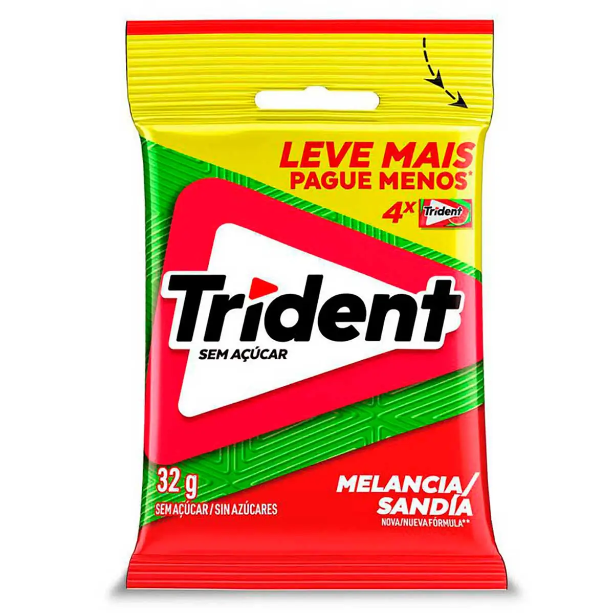 Chiclete Trident Melancia 32g - Pacote Com 4 embalagens