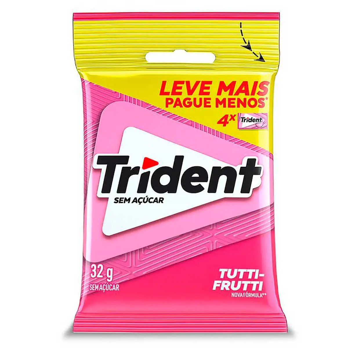 Chiclete Trident Tutti-Frutti 32g - Pacote Com 4 embalagens