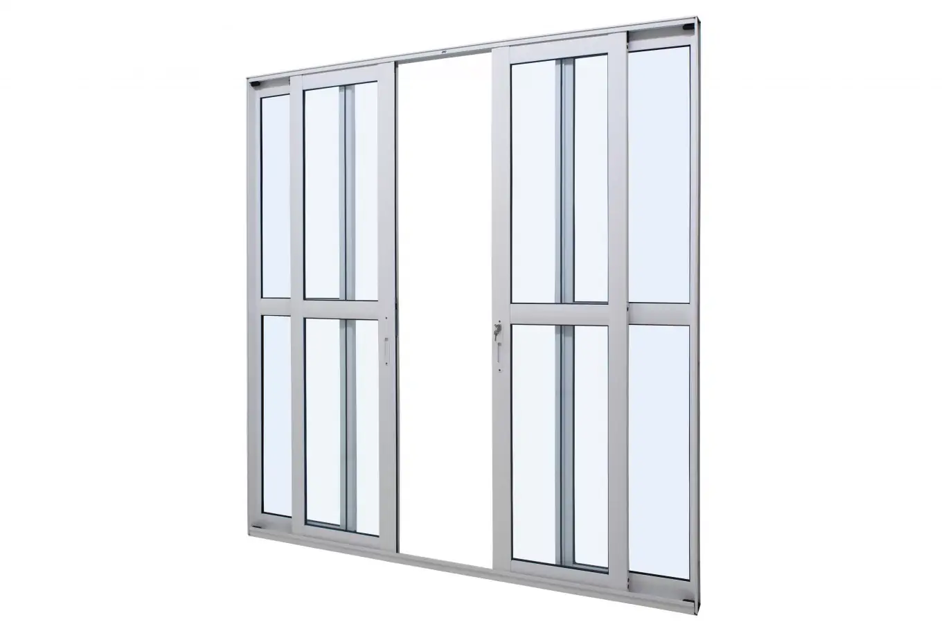 Porta De Correr Alumínio Branco 215x200x9,3 4 Folhas Jap Perfecta Max