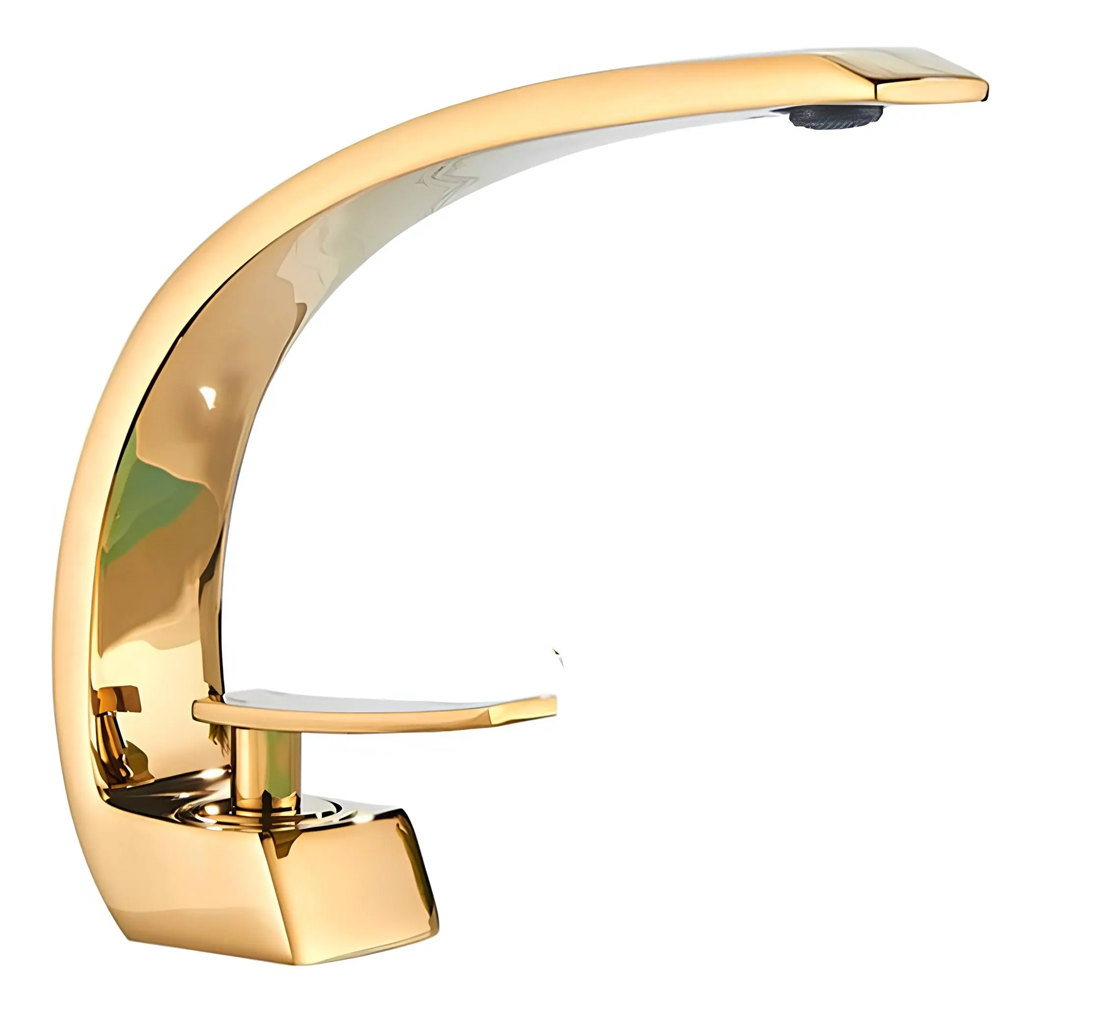 Torneira Banheiro Monocomando Cascata Curva Dourada Premium