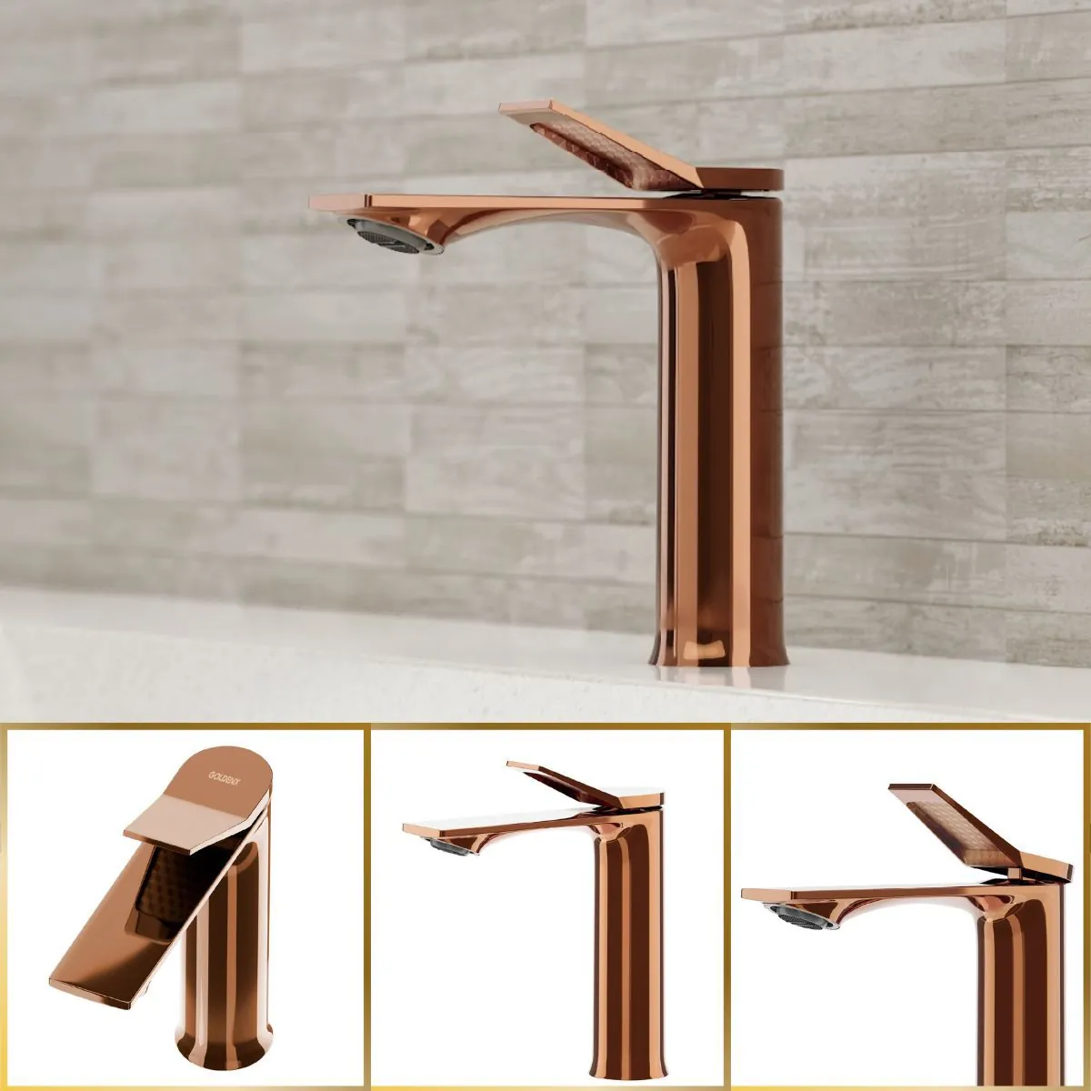 Torneira De Banheiro Berlim Rose Gold Baixo Quente E Frio Goldenx