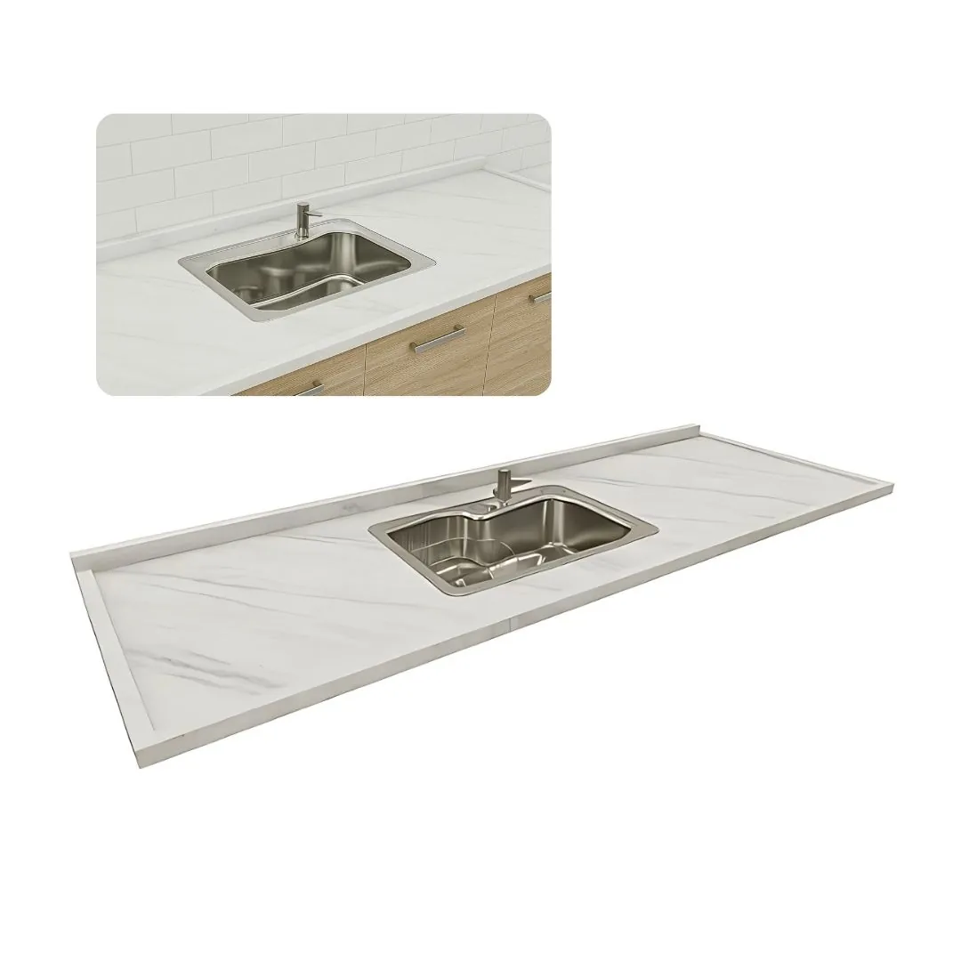 Pia De Cozinha Mármore Branco 120cm Cuba Gourmet Sobreposta Branco