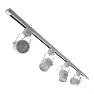 Kit Trilho Eletrificado 1 Metro Branco + 4 Spots Gu10 Branco Frio 6500k Dicroica