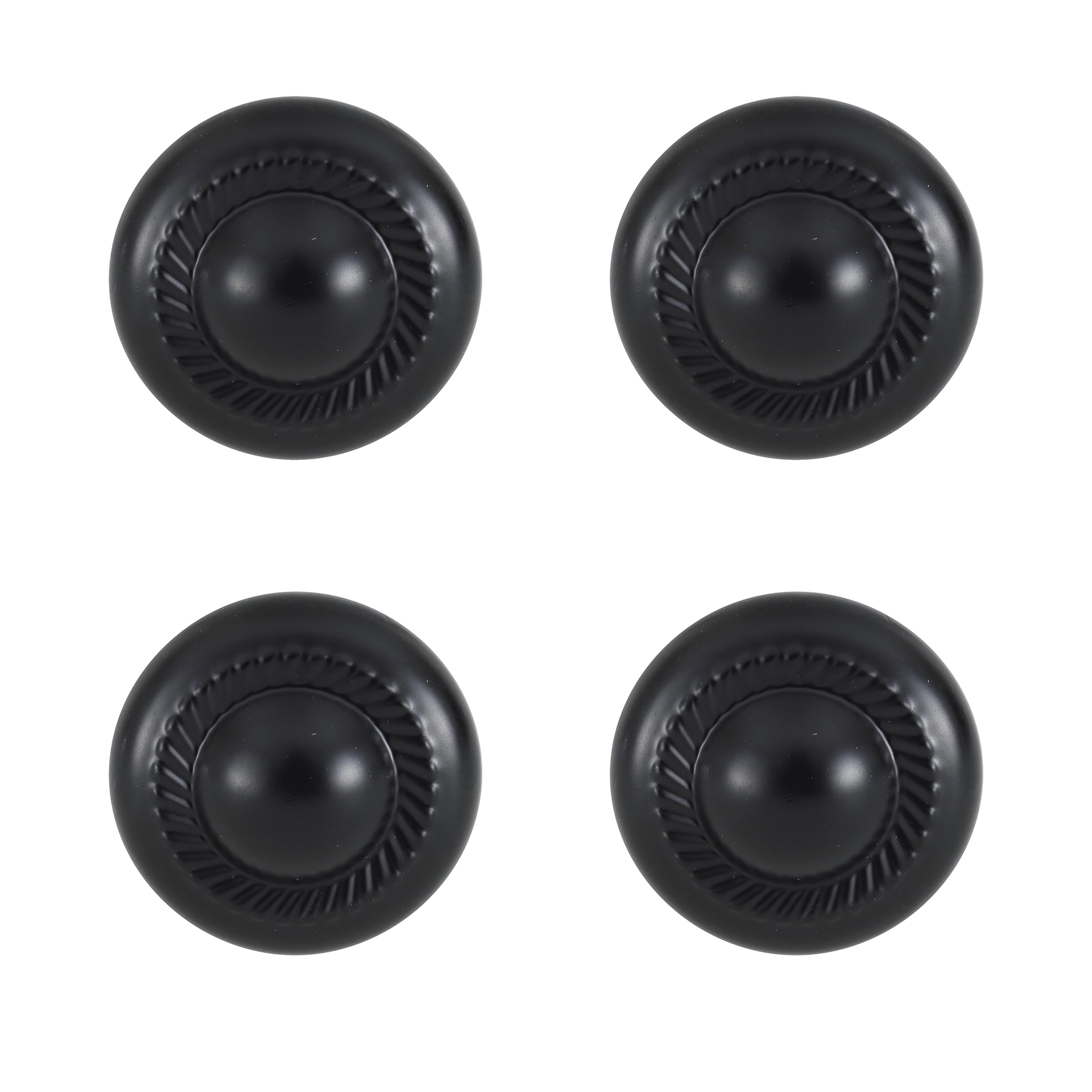 Kit de Puxadores Botão para Móveis 33mm Preto Pintado 4 peças