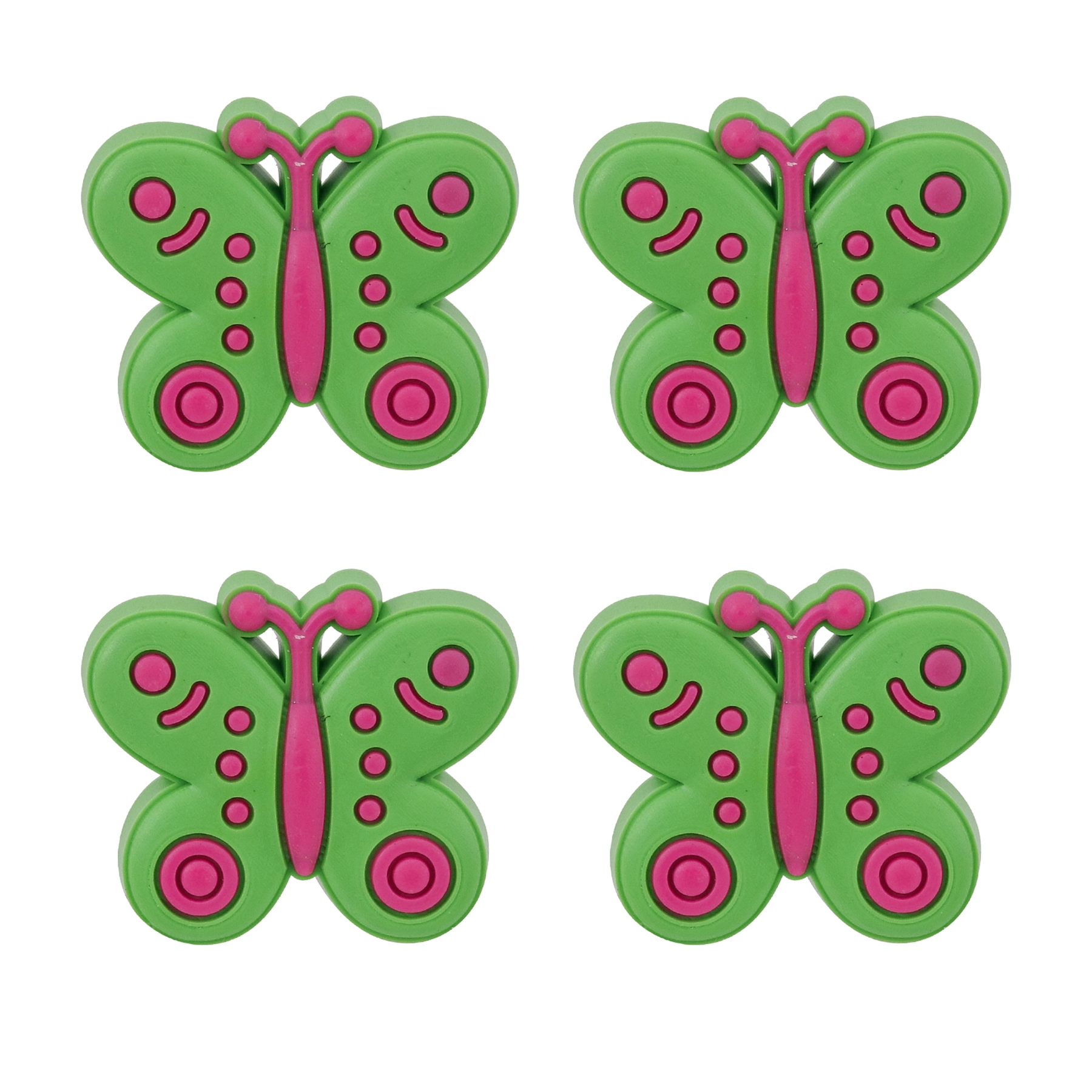 Kit de Puxadores Infantil para Móveis 37mm Borboleta Rosa 4 peças