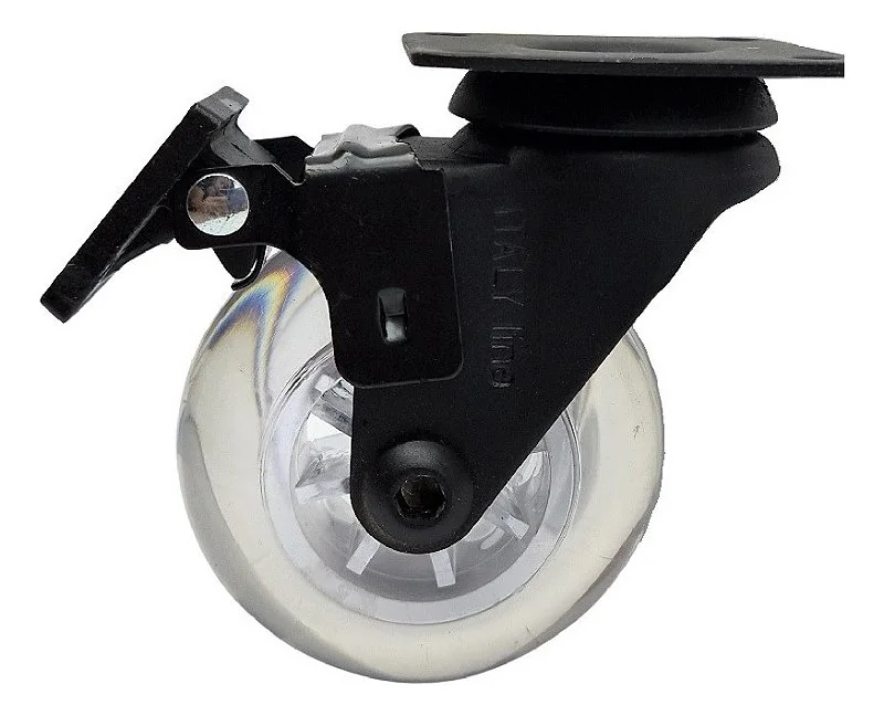Rodizio Rodinha Preto Moveis Girator Silicone 50mm Com Trava