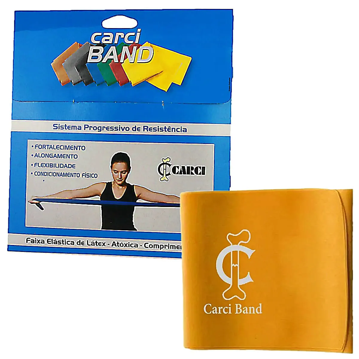Faixa Elástica Exercícios Carci Band Extra Forte Ouro - unidade
